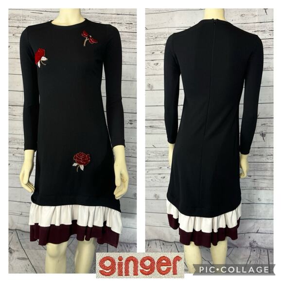 Ginger long sleeved A line dress with dragonfly Rose embellishments size xxsmall - Picture 2 of 12